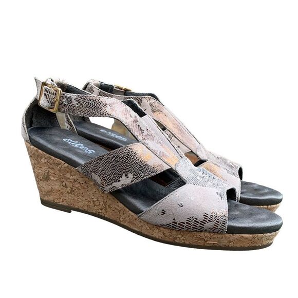 Walking Cradles Elites Cork Wedge Comfort Sandals Heels Metallic Women’s size 9 - Picture 13 of 15